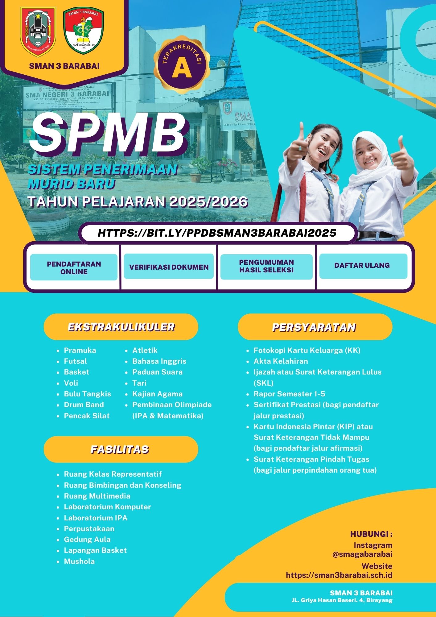 PENGUMUMAN TELAH DIBUKA SISTEM PENERIMAAN MURID BARU (SPMB) SMAN 3 BARABAI TAHUN PELAJARAN 2025/2026